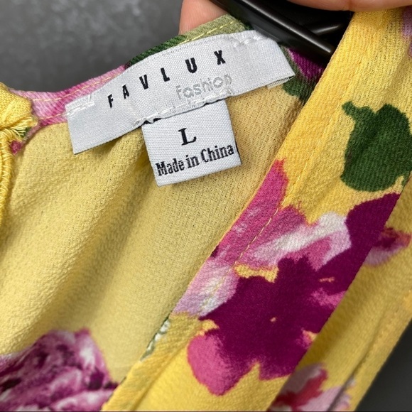 Favlux yellow floral jumpsuit sleeveless v-neck - Picture 11 of 12